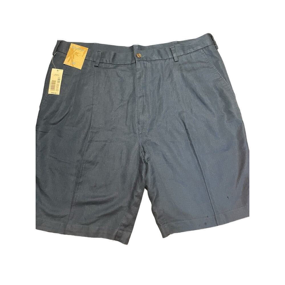Caribbean Shorts Mens 40 Linen Cotton Blue Pockets